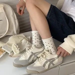 Korean style cute polka dot women mid tube white socks casual fashion summer daily wear