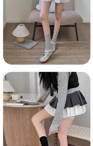 Grey stirrup socks women summer thin ballet style leg warmers stack socks detail view