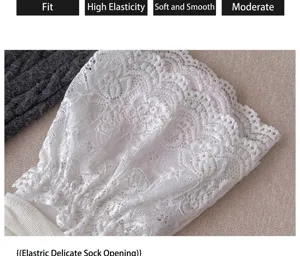 Detalle de calcetín con volantes de encaje blanco, tela elástica suave, accesorio transpirable
