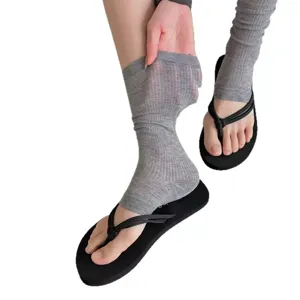 Gray stirrup socks for women summer thin ballet style leg warmers half foot cover hosiery