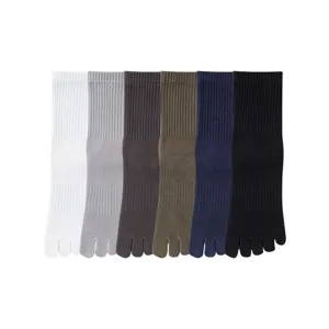 Men's Pure Cotton Five Toe Socks Summer Thin Mid Tube Breathable Sweat Absorbent Deodorant Business Casual Socks