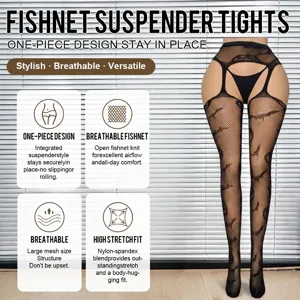 Halloween bat fishnet suspender tights, one-piece breathable high stretch sexy hosiery.