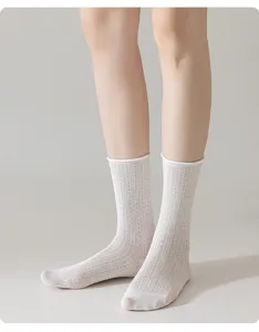 Damen Socken aus reiner Baumwolle dünne Mesh atmungsaktive WadenSocken Sommer weiß casual
