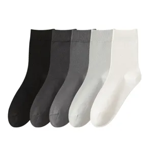 Men's Cotton Linen Blend Crew Socks Breathable Deodorant Business Casual Solid Color High Tube Socks For Summer
