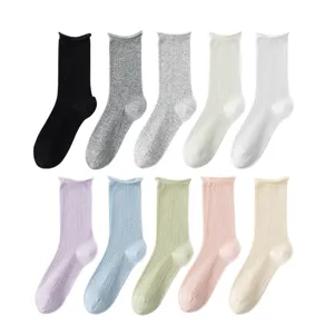 Damen Reine Baumwolle Mesh Slouch Socken Dünn Atmungsaktiv Geruchshemmend Antibakteriell Wadenhoch Lässige Tägliche Socken Strumpfwaren