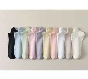 Detailed showcase of women summer thin cotton boat socks with breathable design and soft texture.