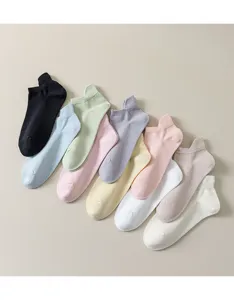 Women cotton summer short boat socks, thin breathable low cut anti slip socks multi color.