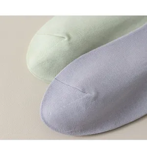 Detail shot of summer thin pure cotton boat socks, ribbed knit texture, soft and breathable.