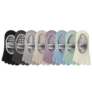 Women's Yoga Pilates Five-Toe Socks Pure Cotton Non-Slip Anti-Drop Fitness Sports Floor Socks Breathable Athletic Footwear