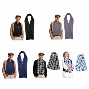 Adult bib scarf for elderly clothing protector double layer snap button soft fabric