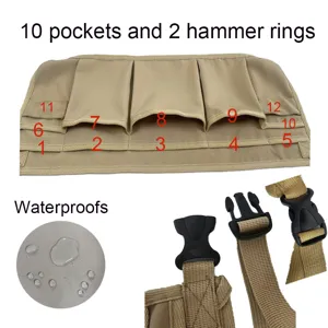 Utility tool belt apron with 12 pockets waterproof adjustable carpenter work gear storage
