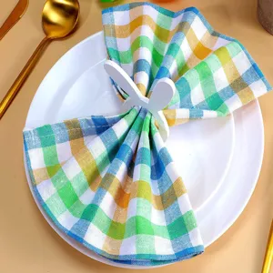 Modern Minimalist Polyester Plaid Napkin Reusable Checkered Table Cloth Placemat For Hotel Western Restaurant Party Table Decor