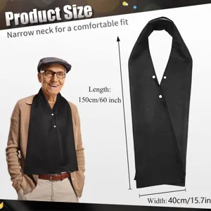 Black double layer adult bib with snap buttons, comfortable narrow neck, long size for elderly.