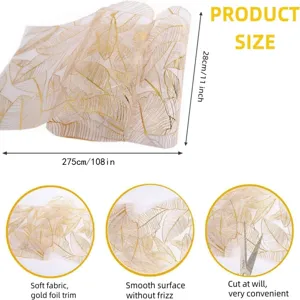 Chemin de table feuille dorure maille 275x28cm mariage fête nappe décorative chic