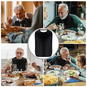 Adult waterproof bib detail view, elastic neck design for elderly care and clothing protection.