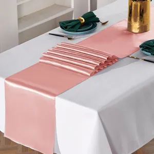 Elegante runner da tavola in raso rosa per tavolo da pranzo festa di nozze decorazione
