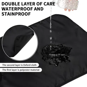 Adult waterproof bib detail view, double layer oxford cloth and polyester fabric protection.