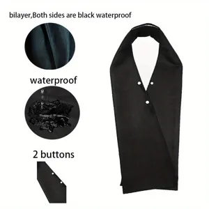 Adult waterproof bib dual-layer black clothing protector adjustable with buttons for daily use