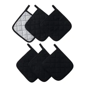 Kitchen pot holders set heat resistant cloth baking cooking pads with hanging loops 6pcs