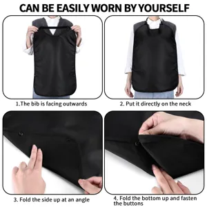 Adult bib clothing protector crumb catcher waterproof black wearable instruction graphic