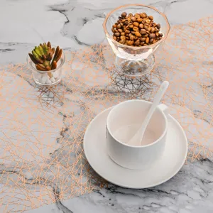 Runner da tavolo glitterato dorato design a rete tovaglia decorativa per la cucina