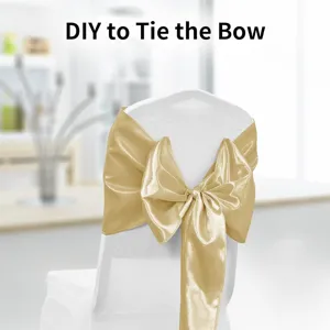 Nastro per sedia in satin dorato decorazione matrimonio festa fiocco elegante lucido