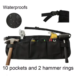 Detail view of the waterproof tool waist belt showing multiple pockets and heavy duty buckle.