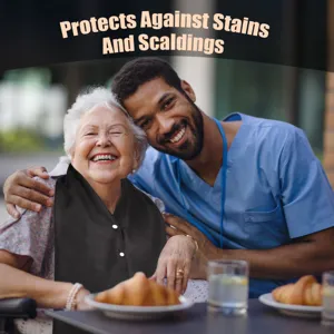 Reusable waterproof adult bib for elderly and disabled, comfortable double-layer design.