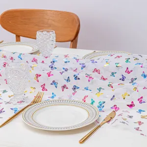 Colorful butterfly tablecloth modern table runner for kitchen dining party decoration mat