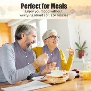 Reusable adult bib for elderly and disabled, waterproof double layer dining clothing protector.
