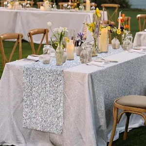Runner da tavola con paillettes scintillanti per feste di matrimonio decorazione elegante
