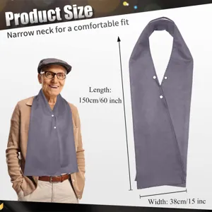 Adult bib mealtime clothing protector for elderly disabled grey long adjustable snap closure width 38cm