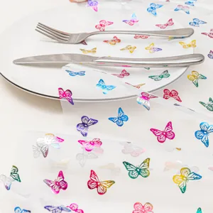 Runner da tavolo in tulle con farfalle colorate per decorazione festa matrimonio 1pz