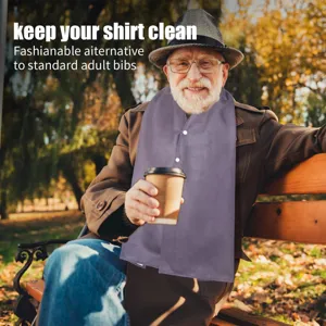 Reusable adult bib scarf for elderly and disabled, stylish double layer clothing protector.