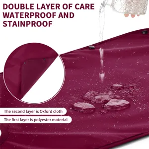 Waterproof adult bib detail showing double layer polyester and oxford cloth fabric construction.