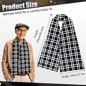 Black and white plaid adult bib scarf with narrow neck design, comfortable reusable apparel for elderly