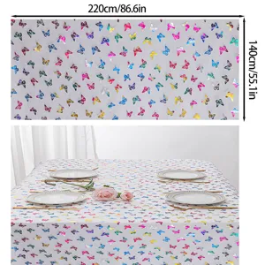 Colorful butterfly tablecloth for dining table, kitchen and party decoration 220x140cm
