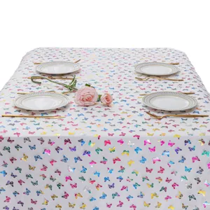 Colorful butterfly tablecloth for dining table, aesthetic ins style cover for kitchen party.