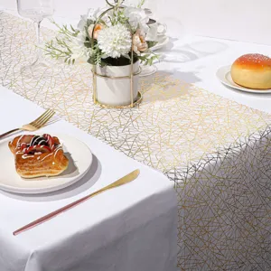 Corsia da tavolo geometrica dorata in rete per decorare la sala da pranzo, elegante.