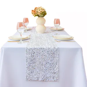 Runner da tavolo con paillettes lucide romantico nordico per festa matrimonio decoro.