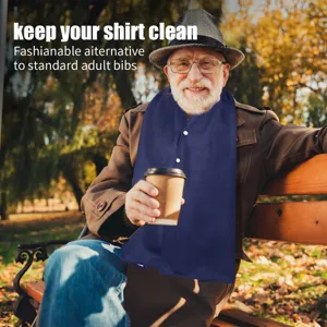 Reusable adult bib scarf, double layer clothing protector for elderly and disabled use.