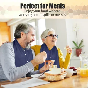 Adult bib waterproof clothing protector for elderly dining mealtime use, double layer design.
