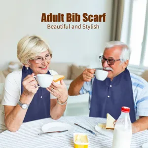 Reusable adult bib scarf for elderly and disabled, stylish washable clothing protector.