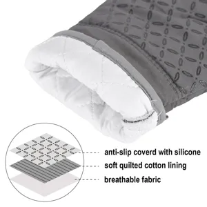 Silicone Heat Resistant Non-Slip Oven Mitts And Thickened Kitchen Baking Heat Insulation Gloves Pot Holder