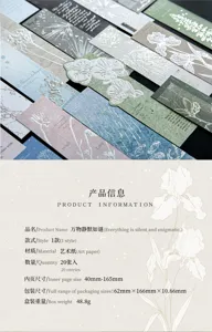 Close-up of vintage embossed bookmarks with floral patterns and product details