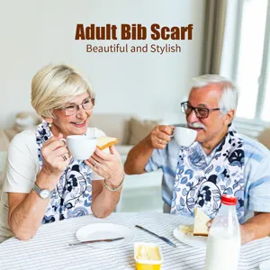 Adult bib scarf with floral pattern, elegant and practical dining protector for daily use.