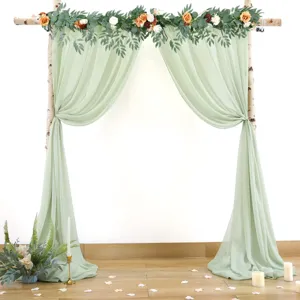 Tessuto per tenda da sfondo per matrimonio in chiffon verde salvia da 8m per festa e cerimonia