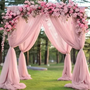 Tessuto per drappeggio arco nuziale in chiffon rosa con decorazione per sfondo festa