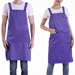 Adjustable polyester work apron with multi pockets for restaurant waiters and chefs.