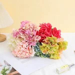 Artificial hydrangea silk flowers 5 prongs colorful fake floral bouquet for home decor and party